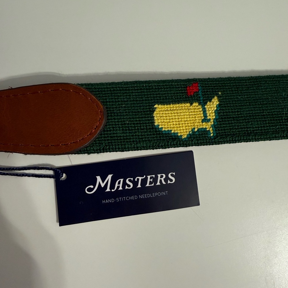 Masters Green Needlepoint Belt